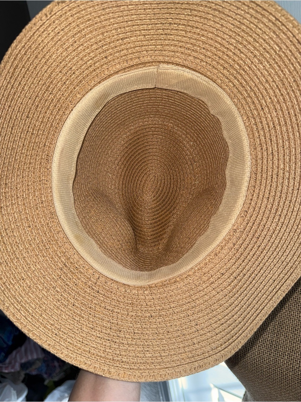 SHEIN Tan Straw Sun Hat with Black Band - Picture 3 of 4
